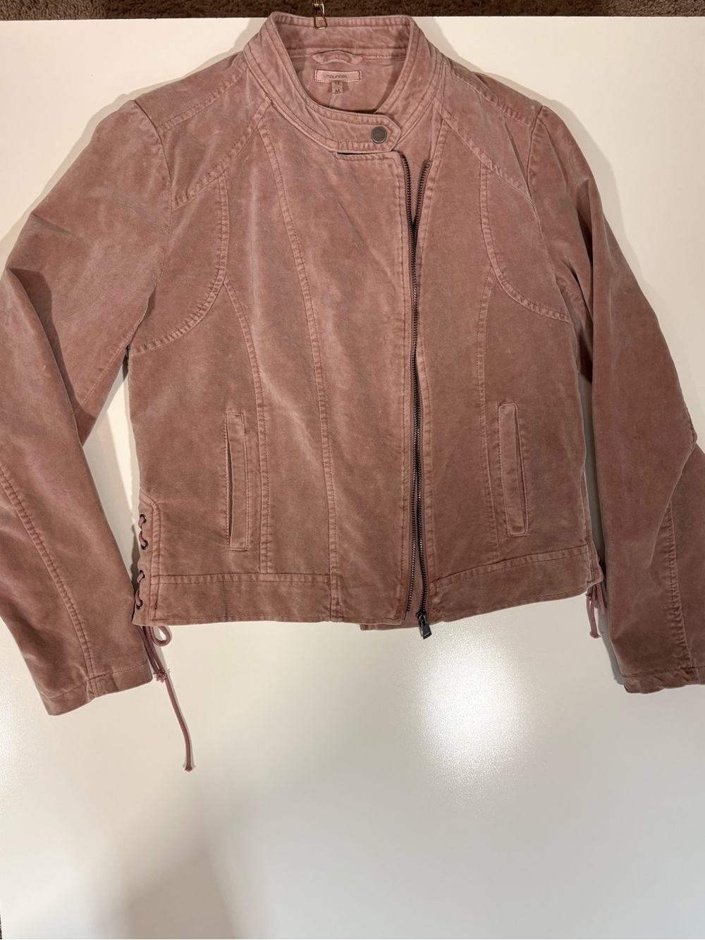 Maurices Dusty Pink Motorcycle Style Jacket with Lace-up Side Detail NWT